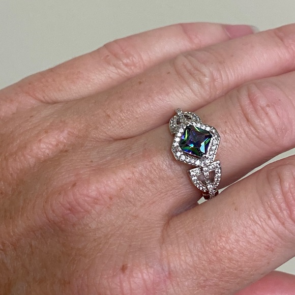 925 Sterling Silver Mystic Rainbow Diamond Ring - Picture 13 of 13